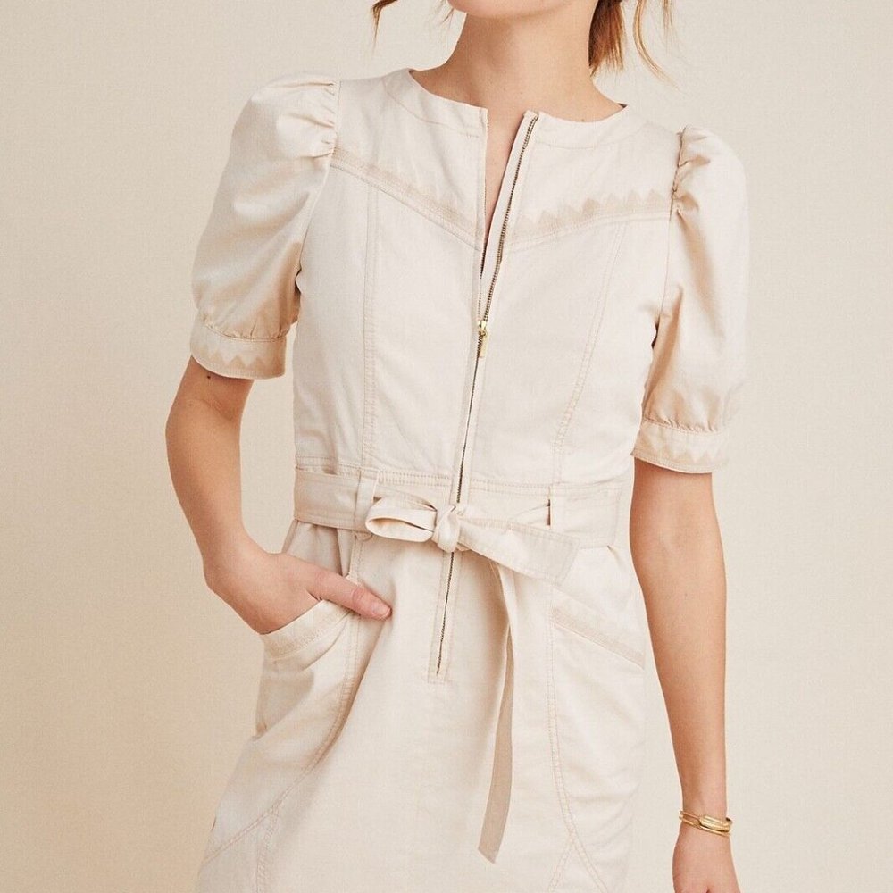 Anthropologie Lorette Seamed Cotton Mini Dress Size 0P